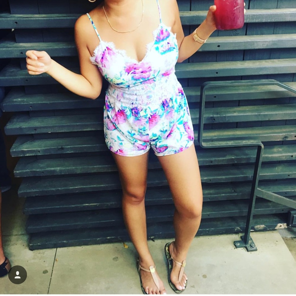 Forever 21 floral romper bright colors for summer